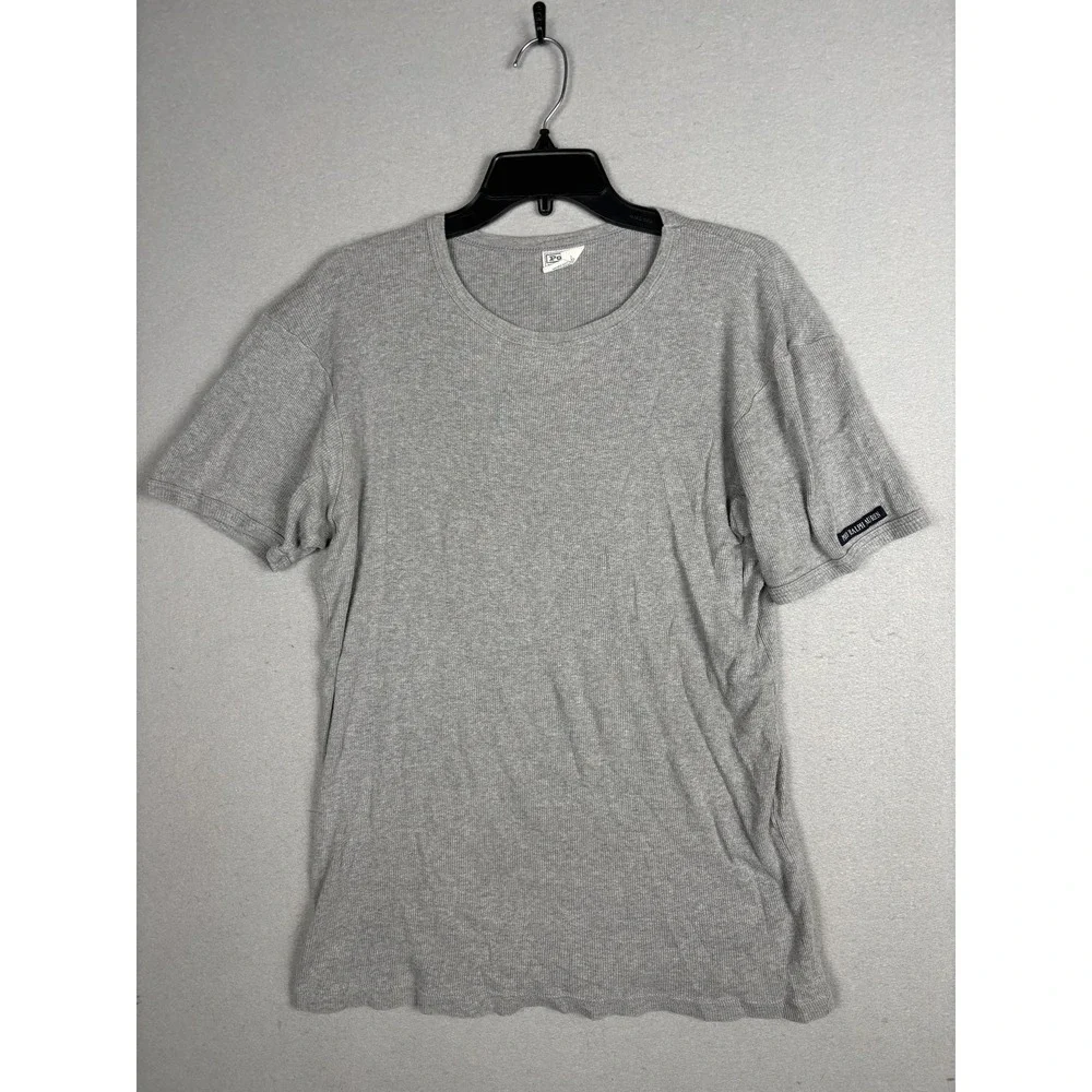 Vintage Polo Ralph Lauren Shirt Mens Large Gray Ribbed Crewneck Cotton Knit Tee
